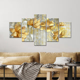 Golden Flowers Canvas Wall Art