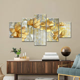 Golden Flowers Canvas Wall Art