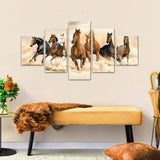 Horse Herd Running in Desert Canvas Wall Art