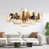 Horse Herd Running in Desert Canvas Wall Art