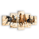 Horse Herd Running in Desert Canvas Wall Art