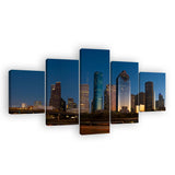 Houston Skyline Night View Canvas Wall Art