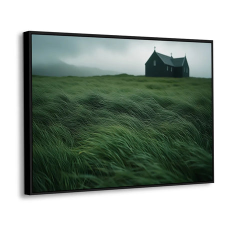 Isolated House In Lush Green Grassland-Canvas Wall Art