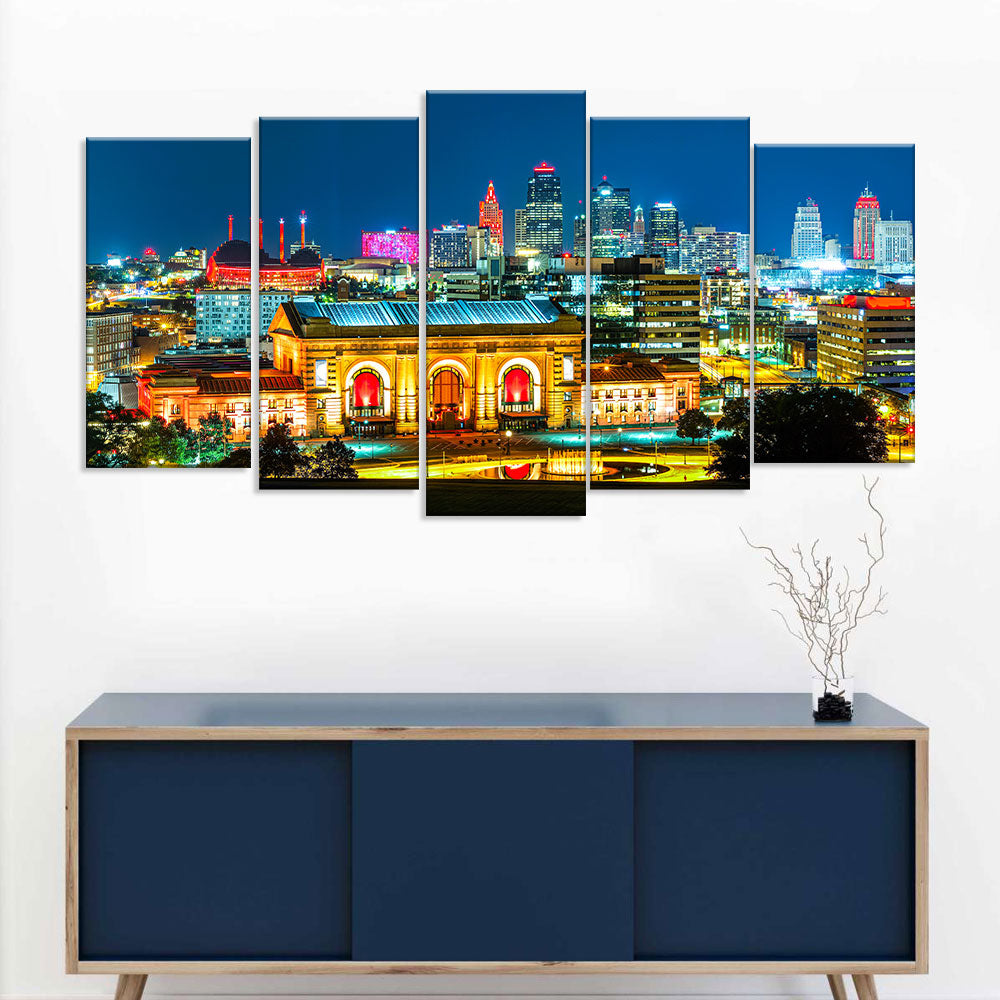 Kansas City Union Station Night View Canvas Wall Art