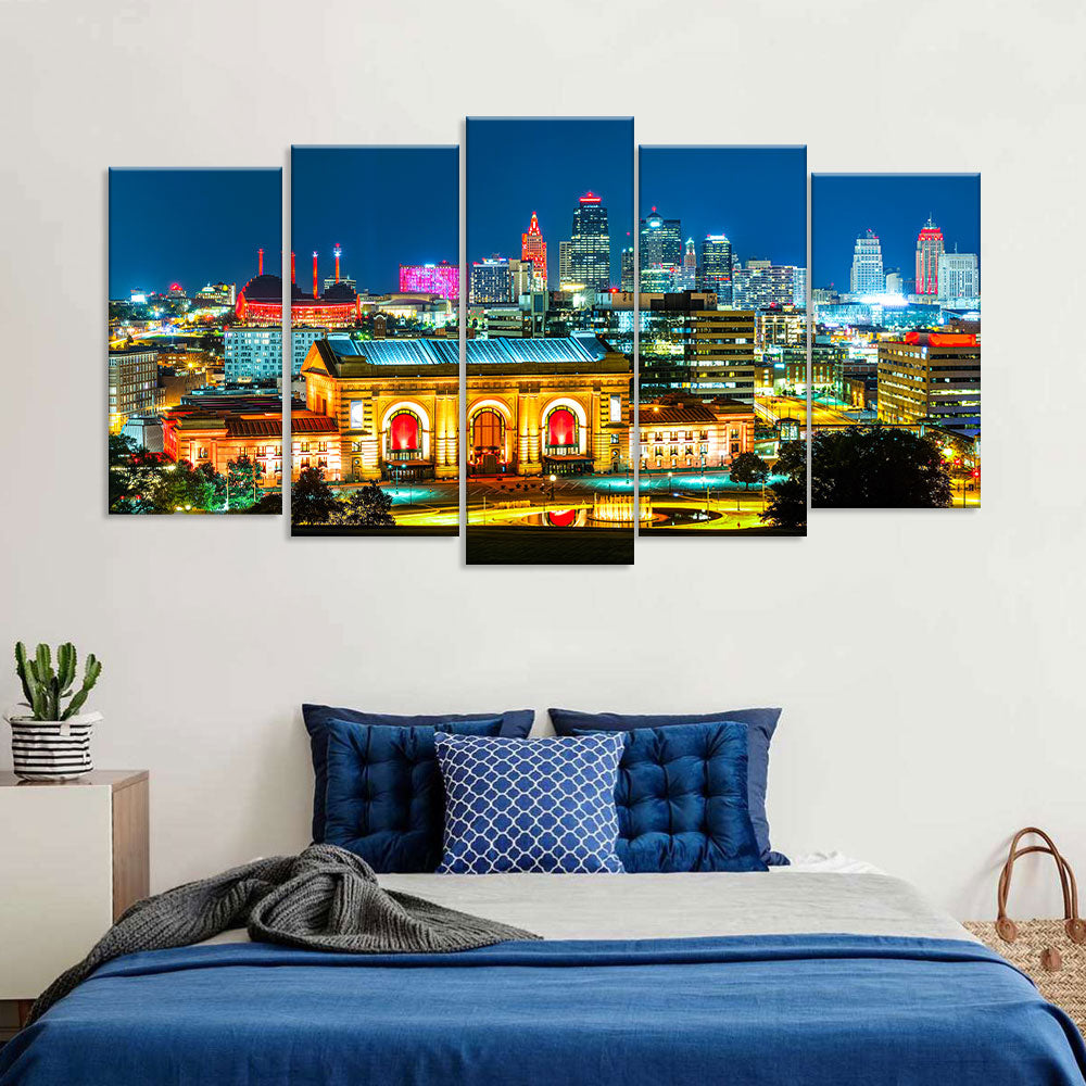 Kansas City Union Station Night View Canvas Wall Art