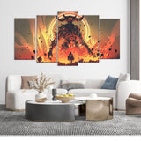 "Knight Facing The Lava Demon" Canvas Wall Art