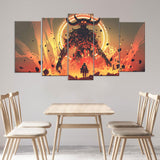 "Knight Facing The Lava Demon" Canvas Wall Art