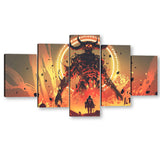 "Knight Facing The Lava Demon" Canvas Wall Art