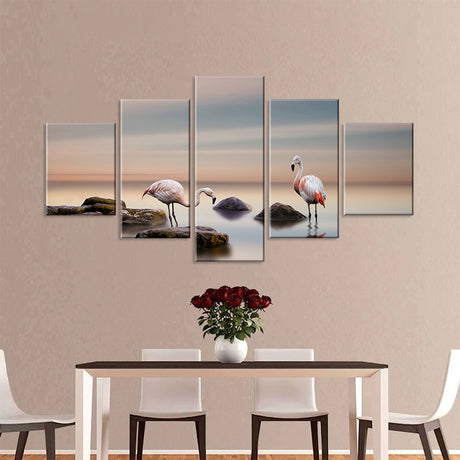 Lake Flamingos Canvas Wall Art