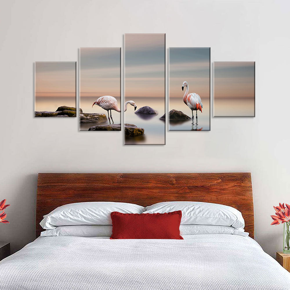 Lake Flamingos Canvas Wall Art