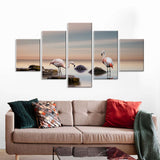 Lake Flamingos Canvas Wall Art