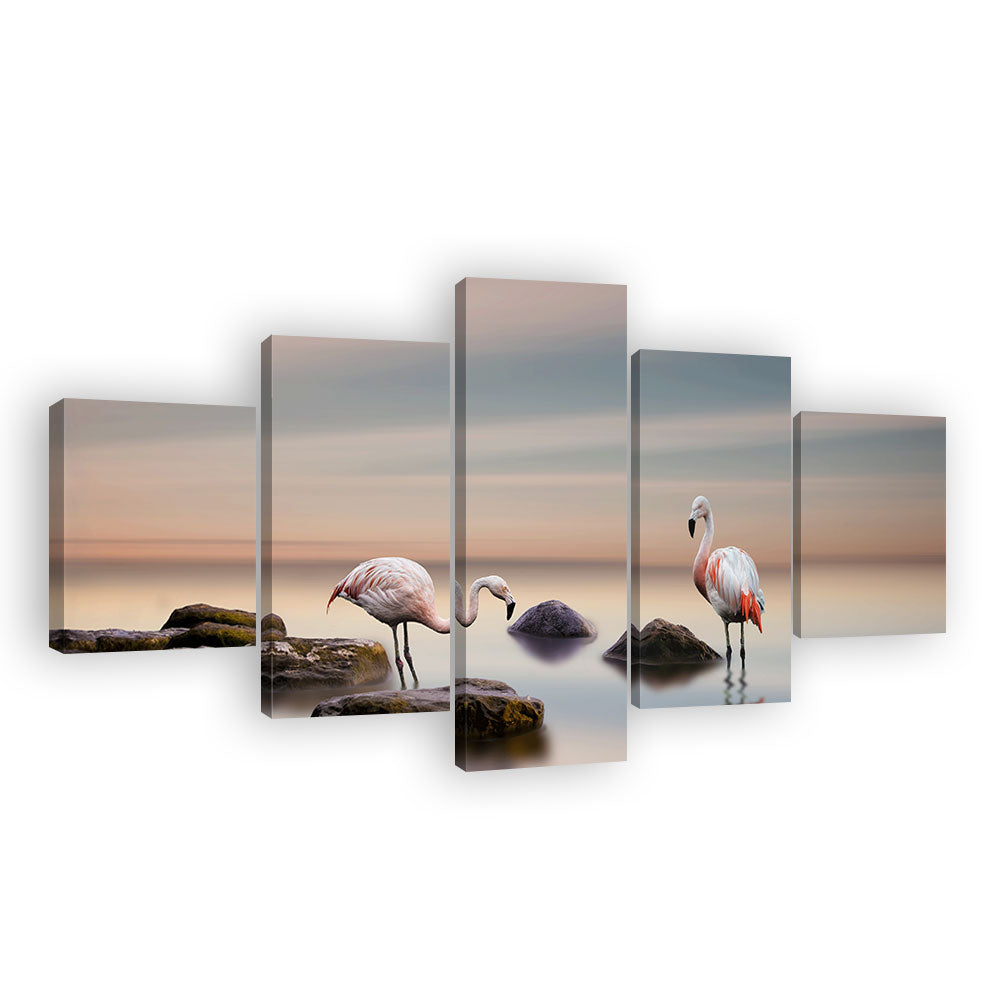 Lake Flamingos Canvas Wall Art