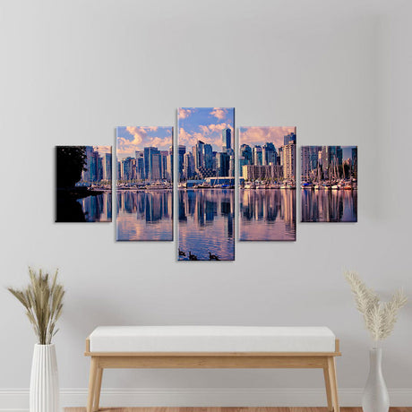 Lakeside Cityscape Canvas Wall Art - Multi-Panel Masterpiece