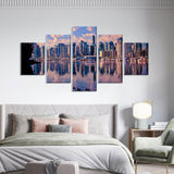 Lakeside Cityscape Canvas Wall Art - Multi-Panel Masterpiece