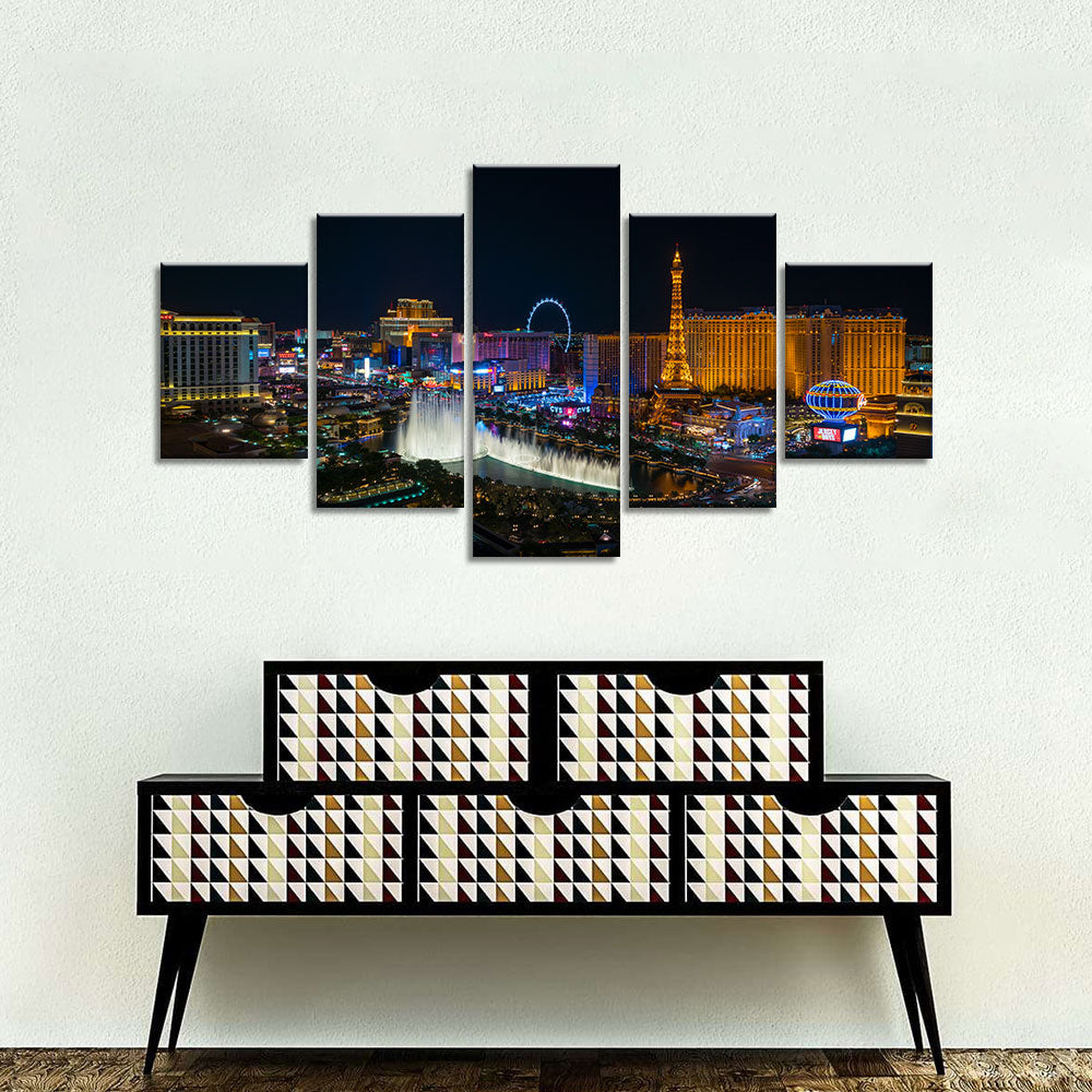 Las Vegas City Night View Canvas Wall Art