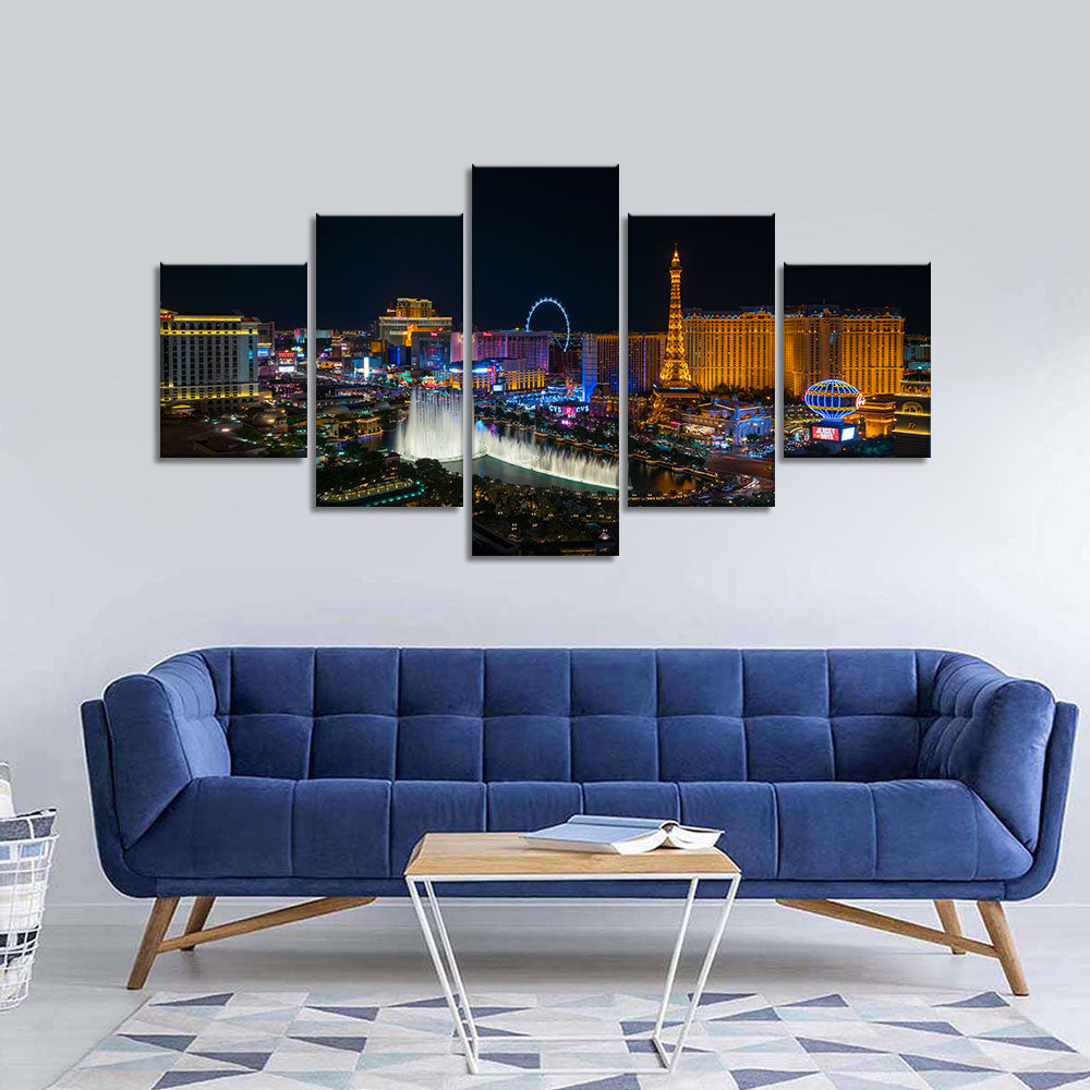 Las Vegas City Night View Canvas Wall Art