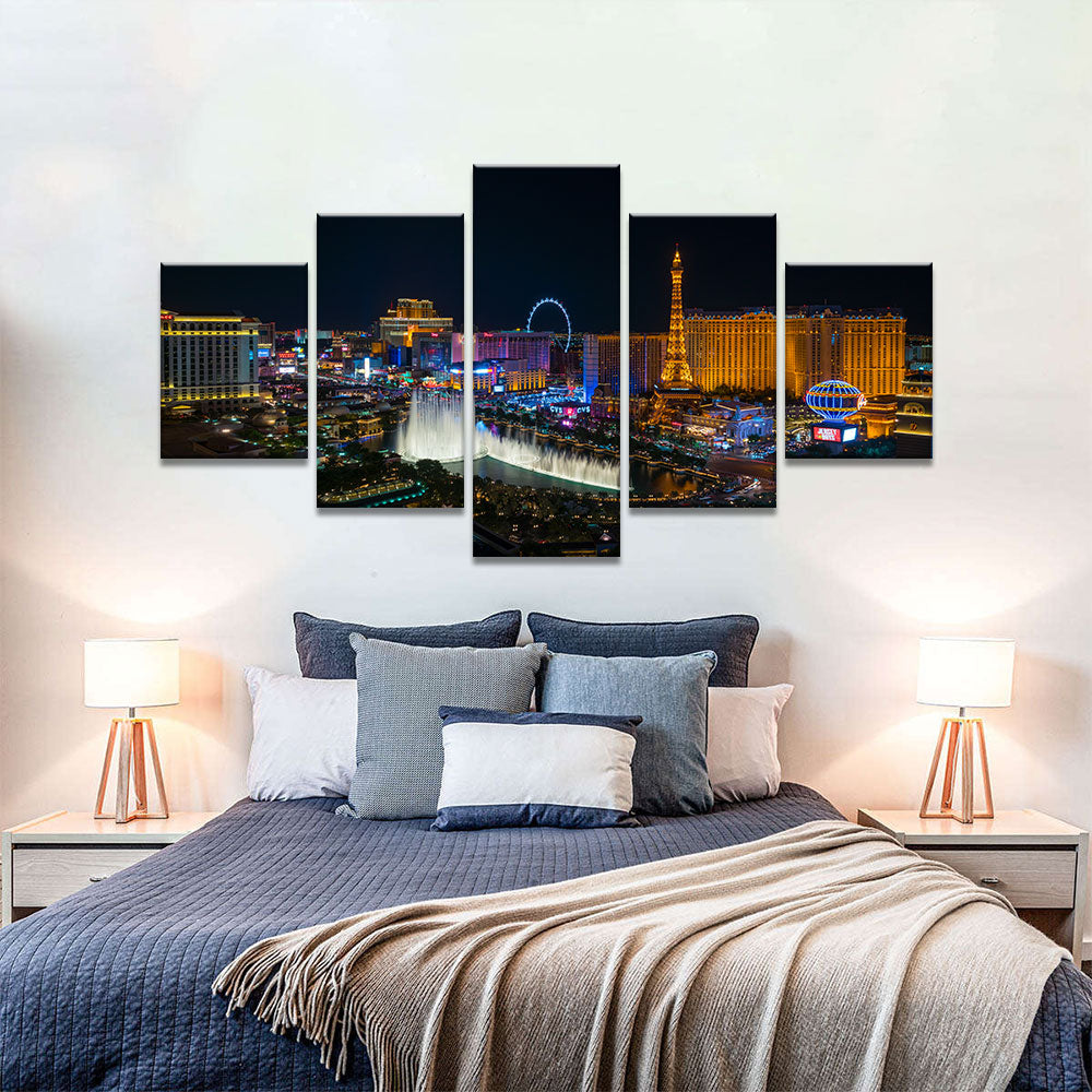 Las Vegas City Night View Canvas Wall Art