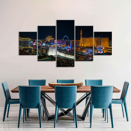 Las Vegas City Night View Canvas Wall Art