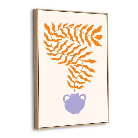 Lavender Vase &amp; Orange Fern Canvas Wall Art