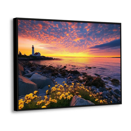 Lighthouse Sunset Serenity Canvas Wall Art