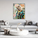 Lizard In Fashion Clothes Graffiti Canvas Wall Art