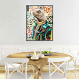 Lizard In Fashion Clothes Graffiti Canvas Wall Art