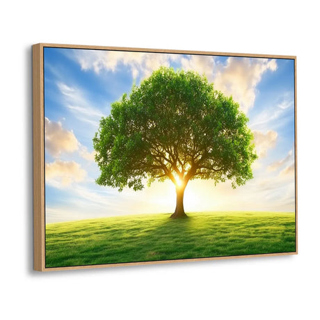 Lone Tree At Sunrise Canvas Wall Art