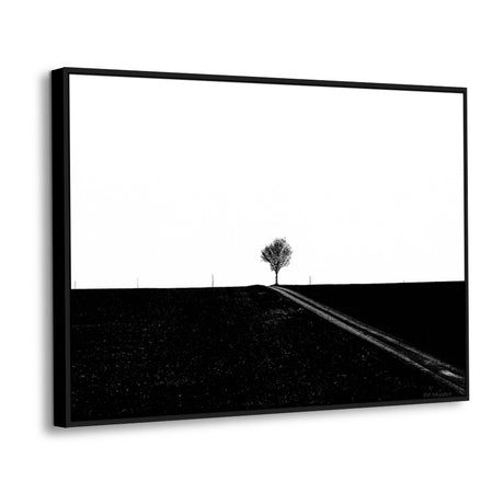 Lonely Road - Minimalist Tree In Black & White Canvas Wall Art