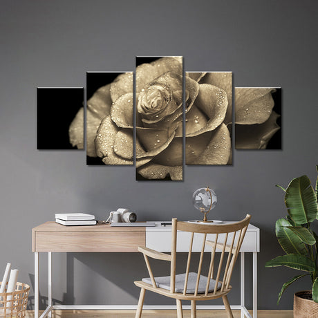 Lovely Rose with Dewdrops Canvas Wall Art