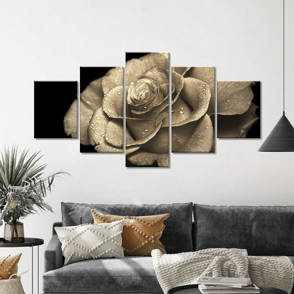 Lovely Rose with Dewdrops Canvas Wall Art