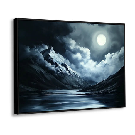 Lunar Glow Over Mountains - Canvas Wall Art