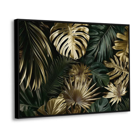 Luxurious Gold and Green Tropical Canvas Wall Art