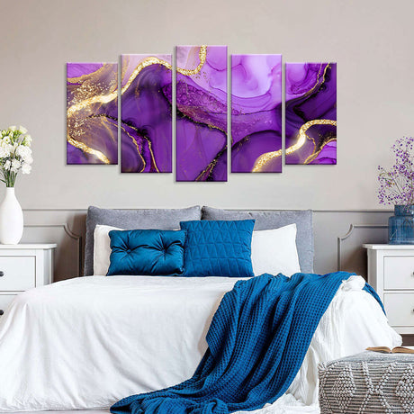 "Luxury Purple and Gold Marble" Canvas Wall Art