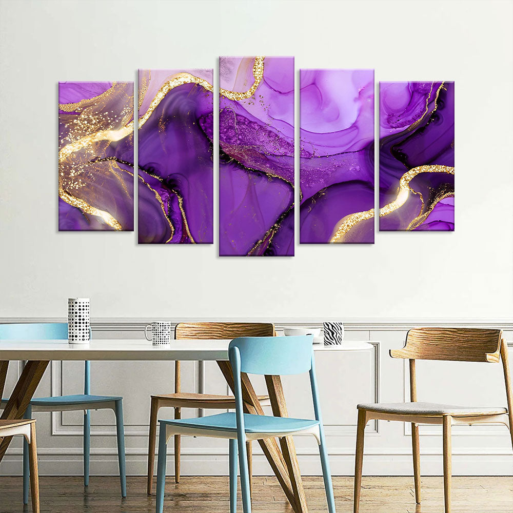 "Luxury Purple and Gold Marble" Canvas Wall Art