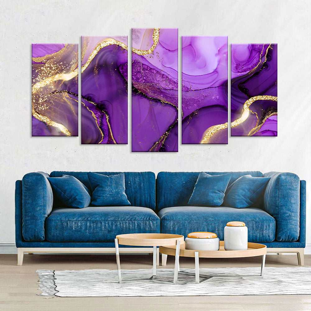 "Luxury Purple and Gold Marble" Canvas Wall Art