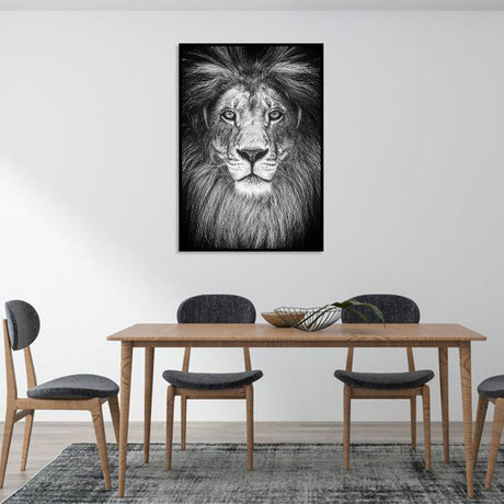 Majestic Lion Black And White Canvas Wall Art