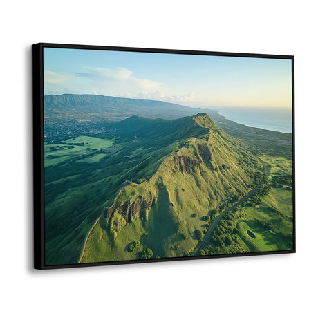 Majestic Aerial View of Rolling Hills and Ocean Canvas Wall Art
