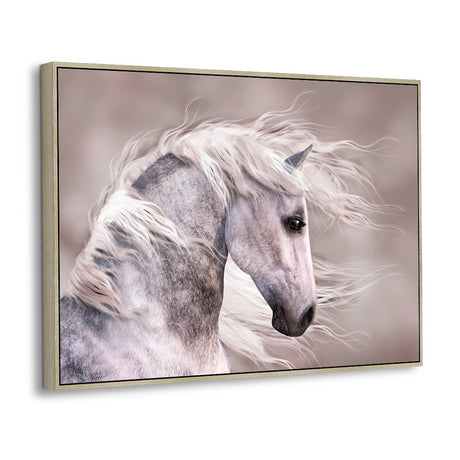 Majestic Elegance White Horse Canvas Wall Art