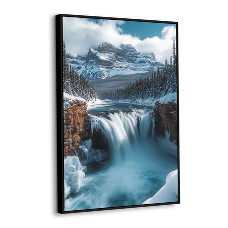 Majestic Winter Waterfall Canvas Wall Art