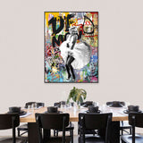 Marilyn Monroe Flying White Dress Graffiti Canvas Wall Art