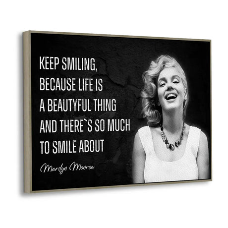Marilyn Monroe with this Keep Smiling Canvas Wall Art