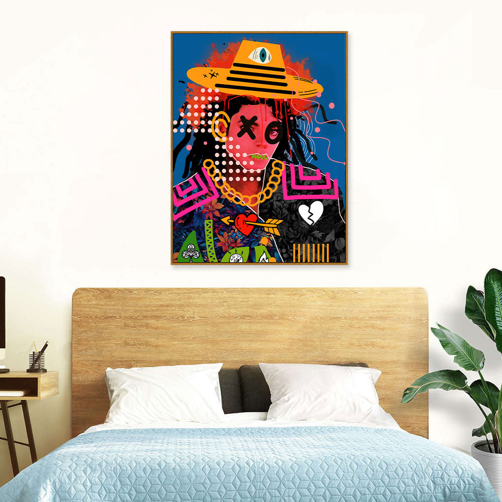 Michael Jackson In Yellow Hat Graffiti Canvas Wall Art