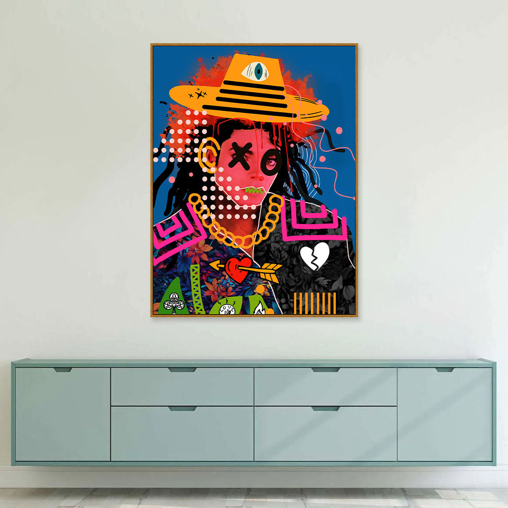 Michael Jackson In Yellow Hat Graffiti Canvas Wall Art