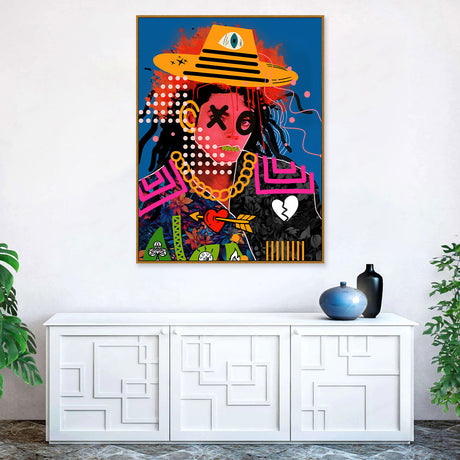 Michael Jackson In Yellow Hat Graffiti Canvas Wall Art