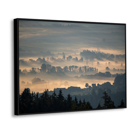 Misty Morning Landscape Canvas Wall Art