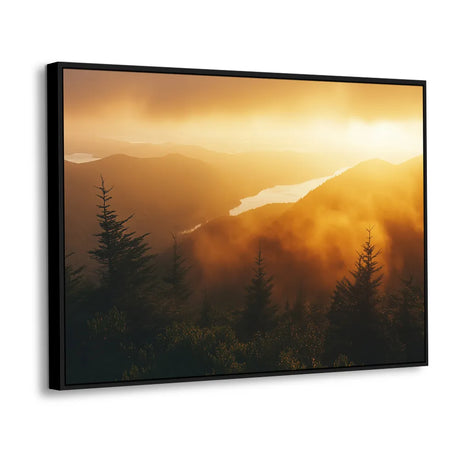 Misty Sunset Over Mountains Scenic Decor - Canvas Wall Art