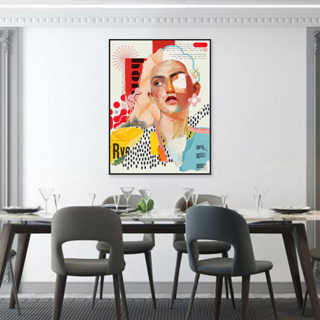 Modern Collage Art Gorgeous Girl Graffiti Canvas Wall Art