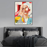 Modern Collage Art Gorgeous Girl Graffiti Canvas Wall Art