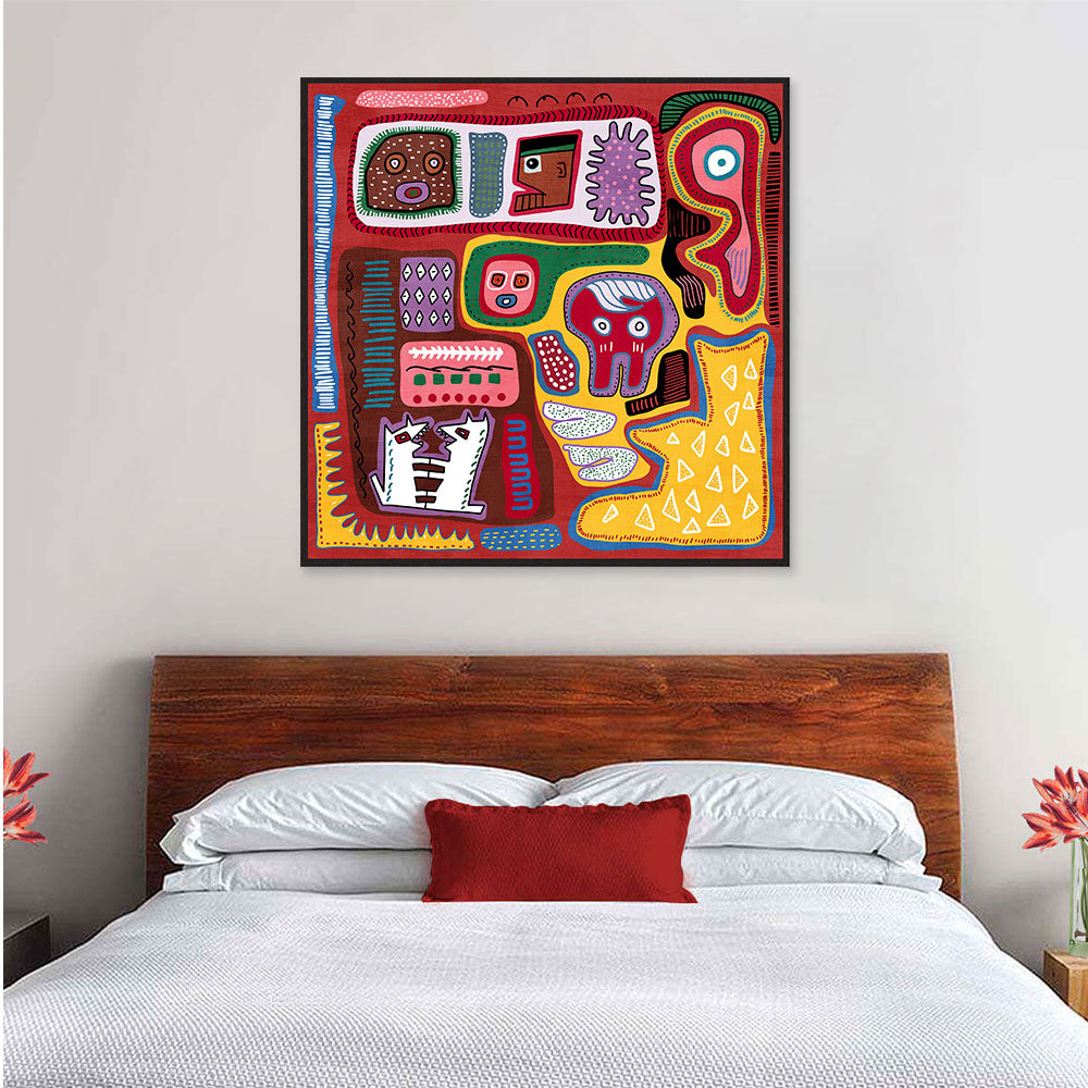 Mola Textile Graffiti Canvas Wall Art