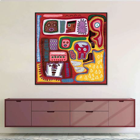 Mola Textile Graffiti Canvas Wall Art